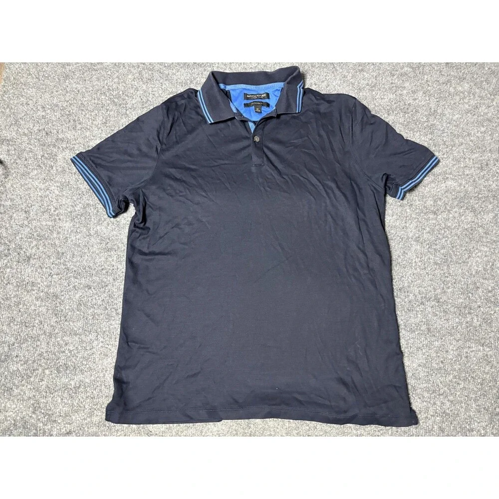 Banana Republic Polo Shirt Mens M Blue 100% Cotton Luxury Touch Standard Fit